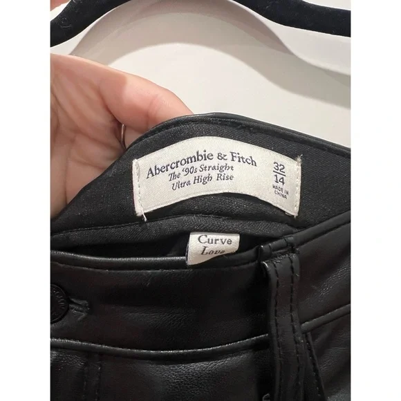 Abercrombie & Fitch Black Vegan Leather Straight Leg Pants - Picture 3 of 4